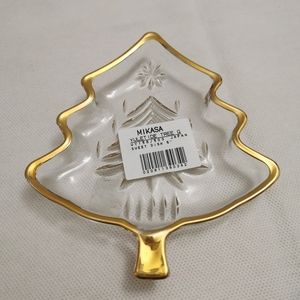 Mikasa 5" Yuletide Tree Gold Sweet Dish